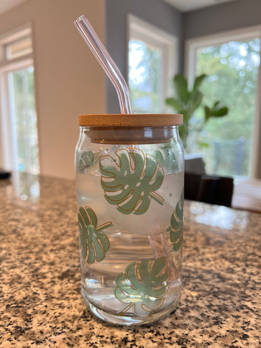 Color Changing Monstera Plant Glass Can