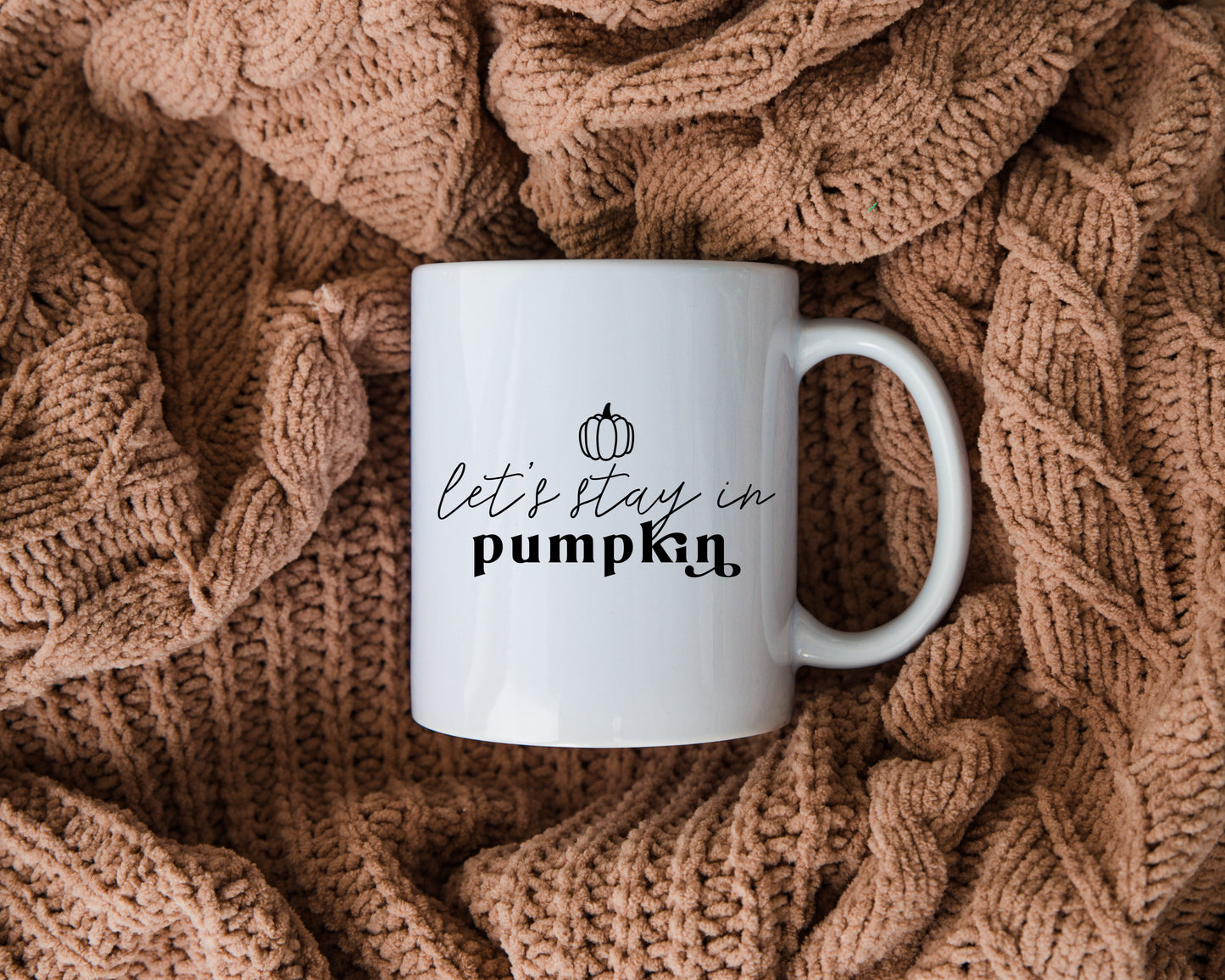 Let's Stay In Pumpkin Ceramic Mug