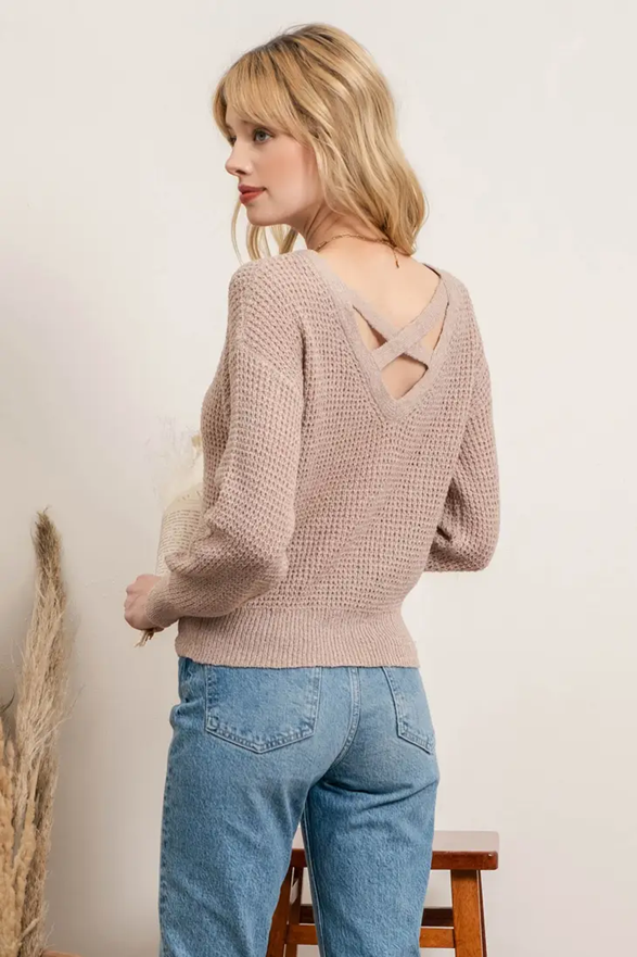 Open Back Pullover Sweater