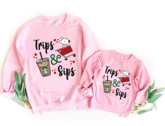 Trips & Sips Adult Crewneck Sweater