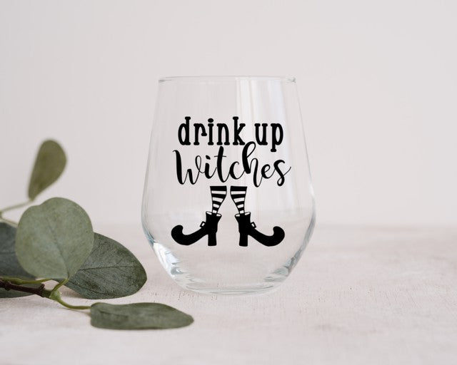 Drink Up Witches Wine Glass